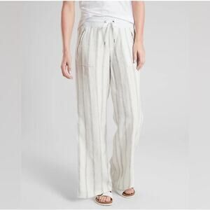 Athleta Cabo Tide Linen Striped Wide Leg Pants